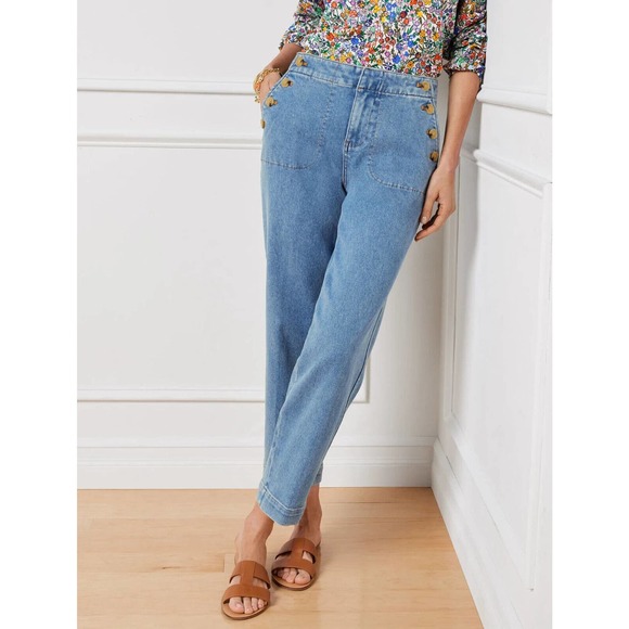 Talbots Denim - Talbots Sailor Jeans Light Mystic Wash Crop Denim Trouser Women's Plus Size 22W